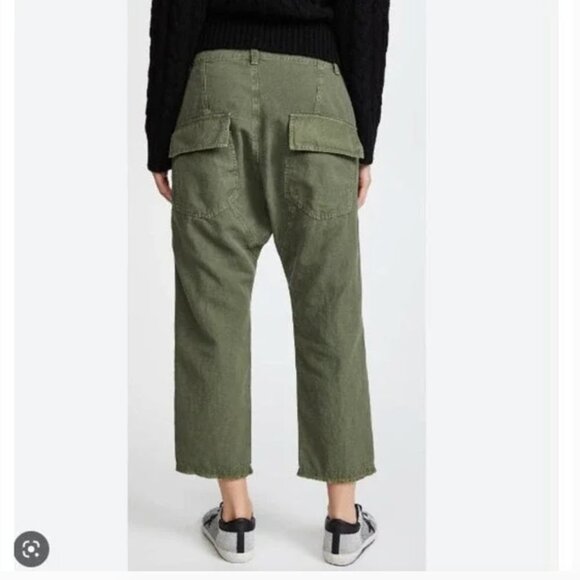 Nili Lotan Luna Linen Blend Pants Size 6 Drop Crotch Baggy Trousers Green - Picture 2 of 13